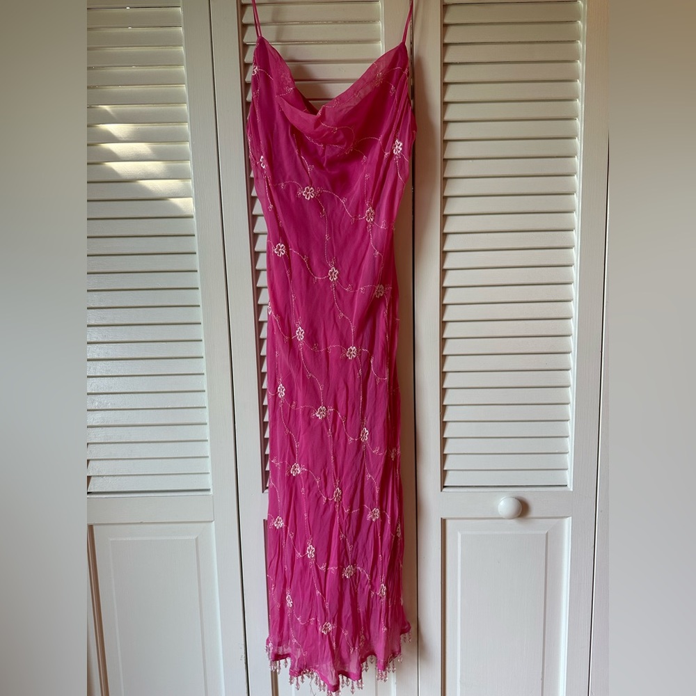 Betsey Johnson Embroidered Pink Floral 90's Dress